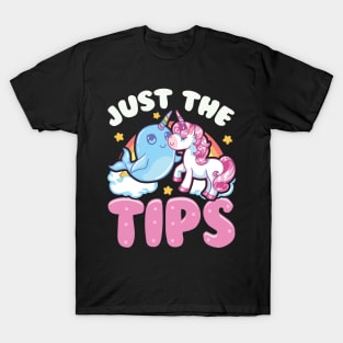 Funny Just The Tips Cute Narwhal Unicorn Pun T-Shirt